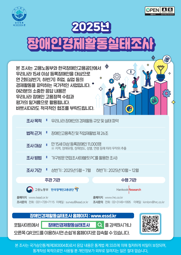 Read more about the article 한국장애인고용공단 고용개발원, ‘2025년 하반기 장애인경제활동실태조사’ 실시
